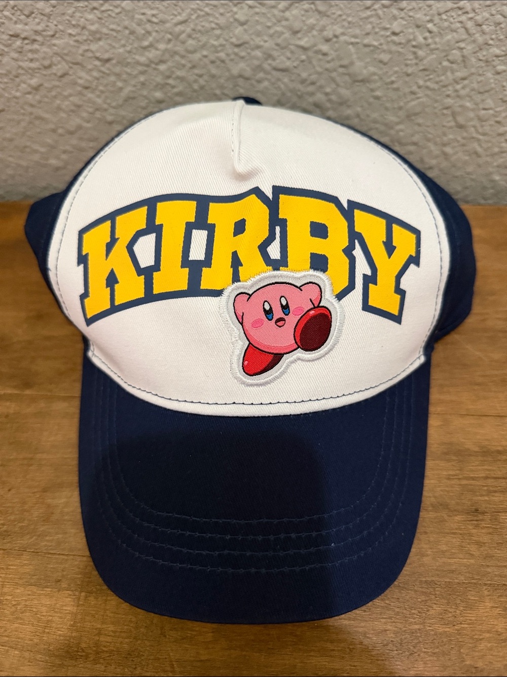 Nintendo Kirby Kids Navy, White & Yellow Baseball Cap with Pink Patch
